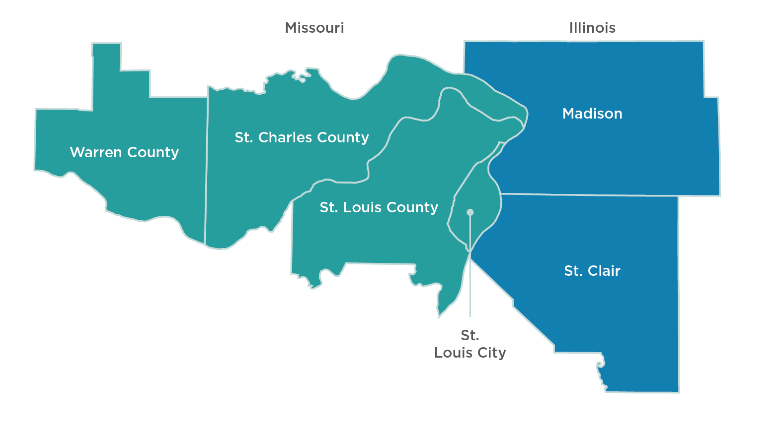 Map of the six counties in our individual and family plan service area